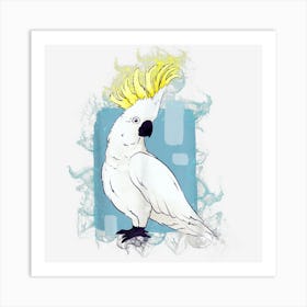 Water Splash Art Bird Cute Cockatoo Art Print