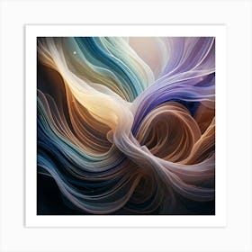 Firefly Symphony, Curves, Abstract, Flowing, Dynamic, Graceful, Elegant, Artistic, Fluid, Wavy, Harm Art Print