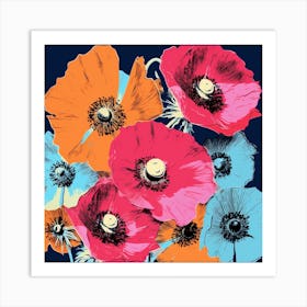 Andy Warhol Style Pop Art Flowers Anemone 3 Square Art Print