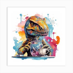 T-Rex Coffee Art Print