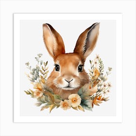 Rabbit With Flowers 2 Art Print