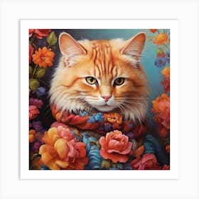 Cat In A Scarf Art Print