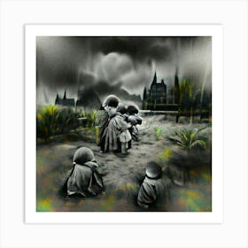 Children In The Desert Art Print