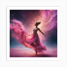 Pink Ballerina In Space Art Print