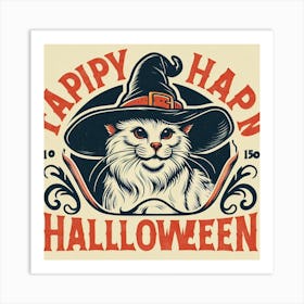 Happy Happy Halloween Cat Art Print