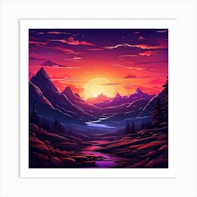 Sunset In The Mountains Art Print