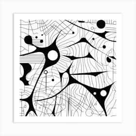 Doodles In Black And White Line Art 6 Art Print