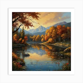 Autumn By The Lake Art Print