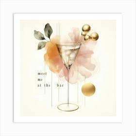 Cocktail Glas With Text Creative Illustration Art Print