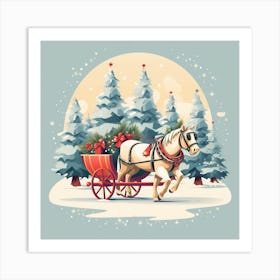 Christmas Horse And Carriage Art Print