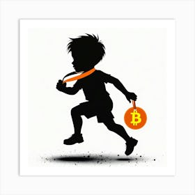 Bitcoin Child Running Art Print