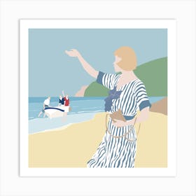 At The Beach In The Early 19th Century Art Print