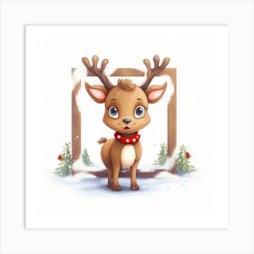 Reindeer In Frame Art Print