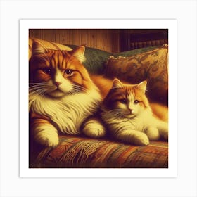 Vintage Cat Art  Art Print