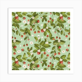 Blooming strawberry Art Print