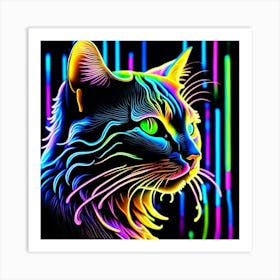 Neon Cat Art Print