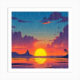 Sunset In The Rain Art Print