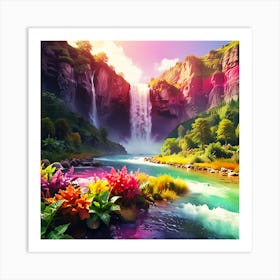 Waterfall In The Forest 3 Art Print