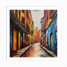 Urban Fusion Expressive Wall Art Featuring Street Inspired Canvases With Airbrushed Elements, Acrylic & Oil Paintings, Stencils, Spray Paint, Abstract Lines, Splashes, Graffiti, And Colorful Newsp Art Print
