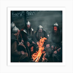 Vikings Around A Campfire Art Print