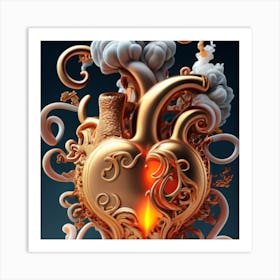 A Golden Heart Made Of Candle Smoke 6 Art Print