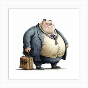 Fat Guy With Briefcase Art Print