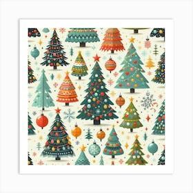 Christmas Tree Seamless Pattern Art Print