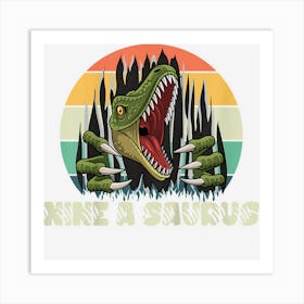 Kids Nine Year Old Tyrannosaurus Dinosaur Kids 9th Birthday Art Print