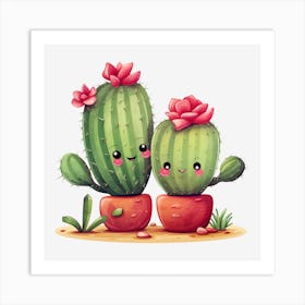 Kawaii Cactus 3 Art Print