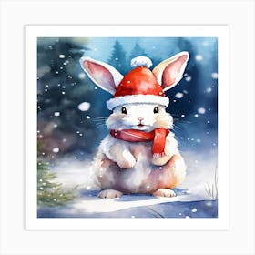 Santa Bunny Art Print