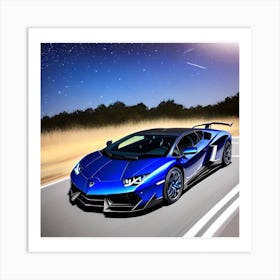 Indigo Lamborghini Art Print