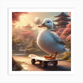 Duck On Skateboard 3 Art Print