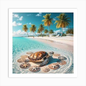 Turtle On The Beach Art Print