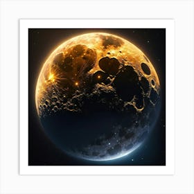 Bright Full Moon In Space Art Print