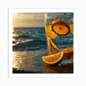 Oranges In A Glass Art Print