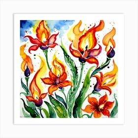 Fire Lilies Art Print