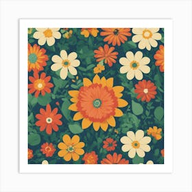 Floral Seamless Pattern 1 Art Print