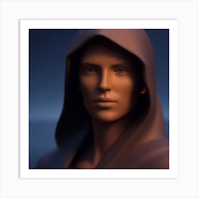 Portrait Of A Hooded Man Art Print