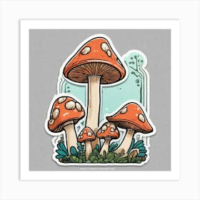 Mushrooms In The Woods Art Print