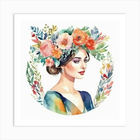 Watercolor Flower Girl Art Print