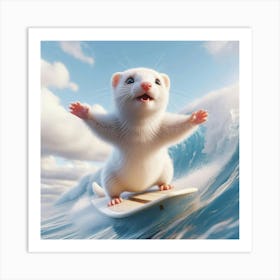 Ferret Surfing 1 Art Print
