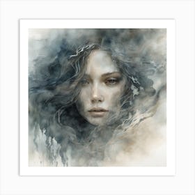 Girl In The Rain Art Print