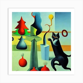 Cat With Ornaments Art Print