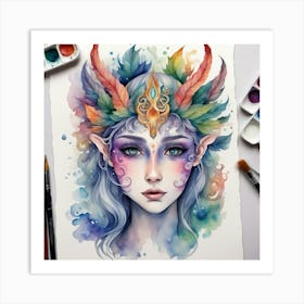 Watercolor Of An Elf Art Print