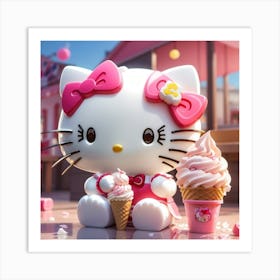 Hello kitty with ice-cream 3 Art Print
