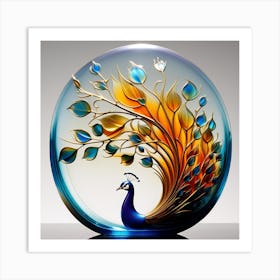 Glass Peacock Art Print