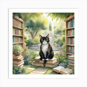 Cat In The Garden  Art Print