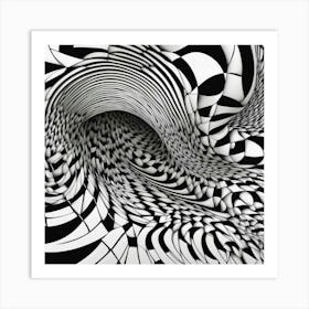 Abstract Black And White Fractal Art Print