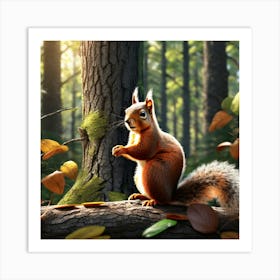 Squirrel In The Forest 408 Art Print