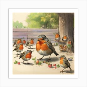 Robin Family Art Print